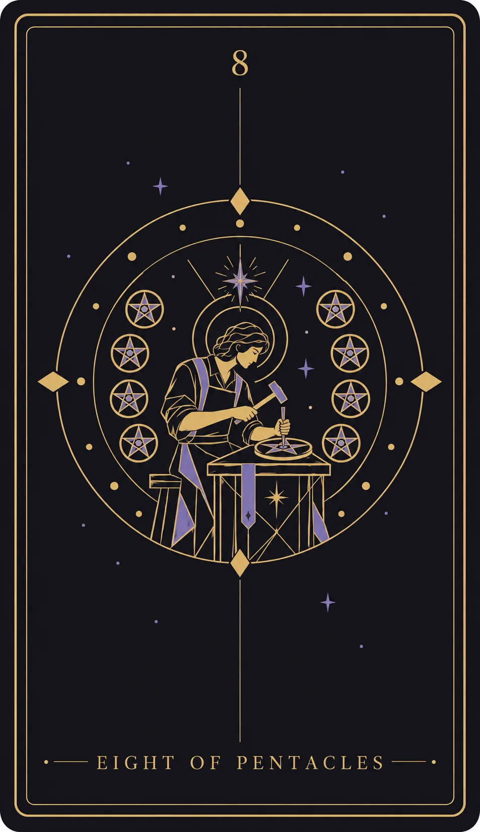 The Eight of Pentacles tarot card