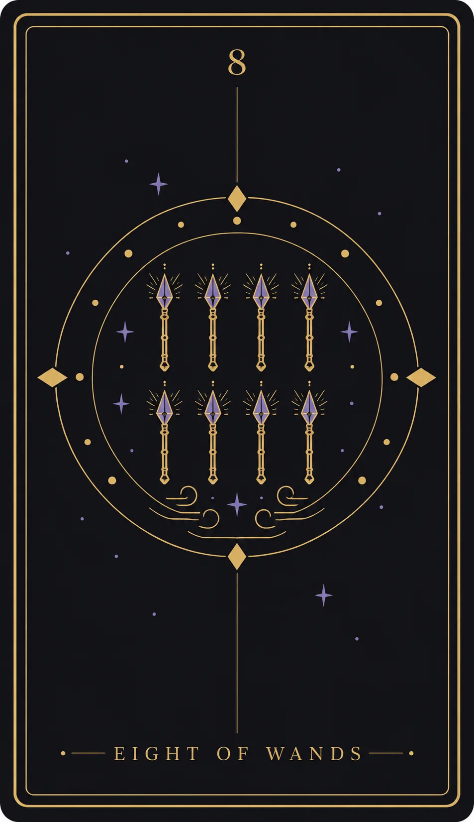 The Eight of Wands tarot card