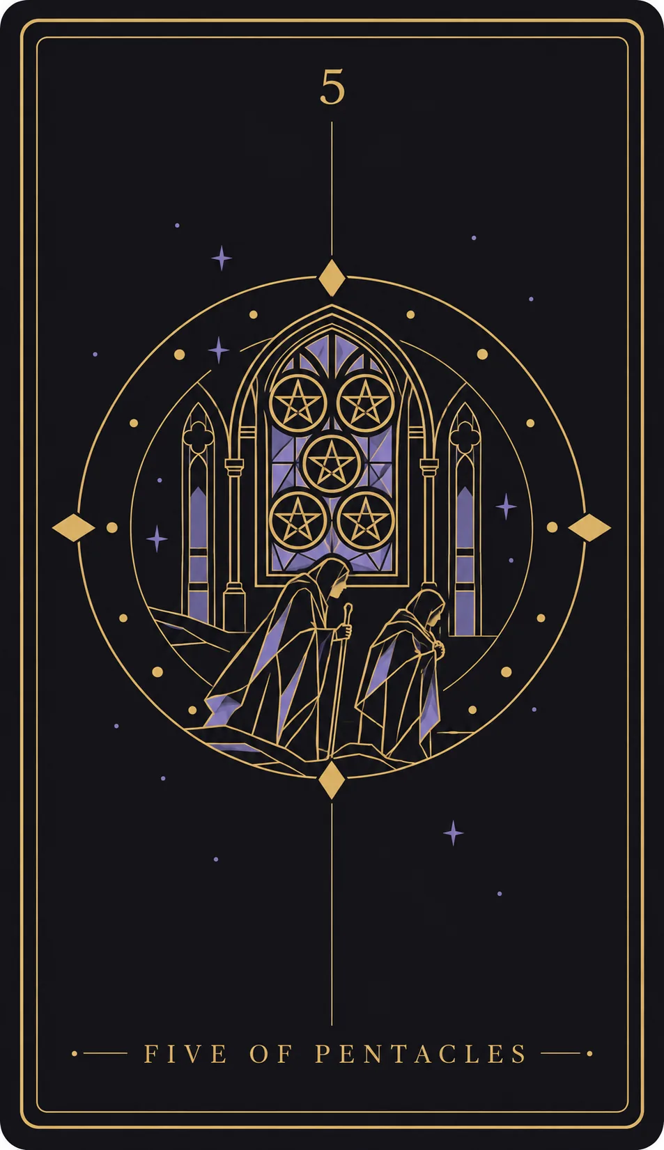 The Five of Pentacles tarot card
