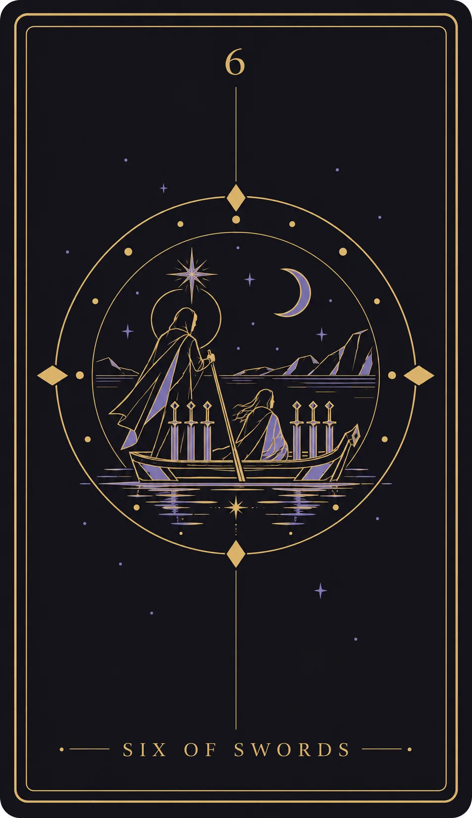 The Six of Swords tarot card