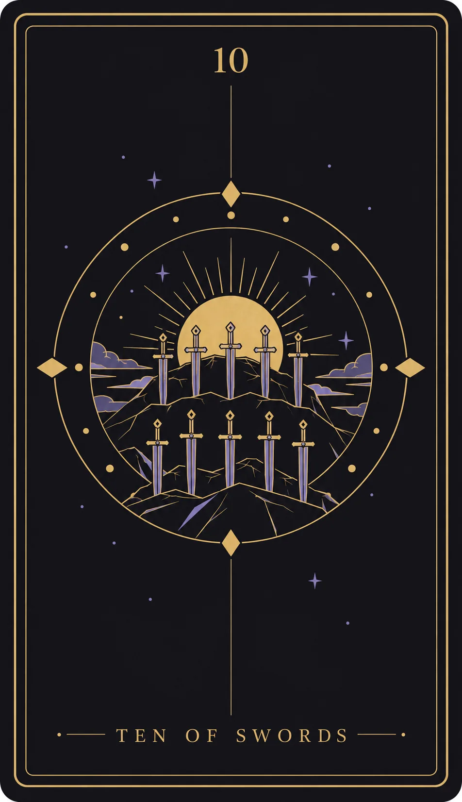 The Ten of Swords tarot card