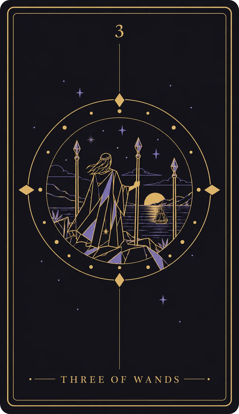 The Three of Wands tarot card