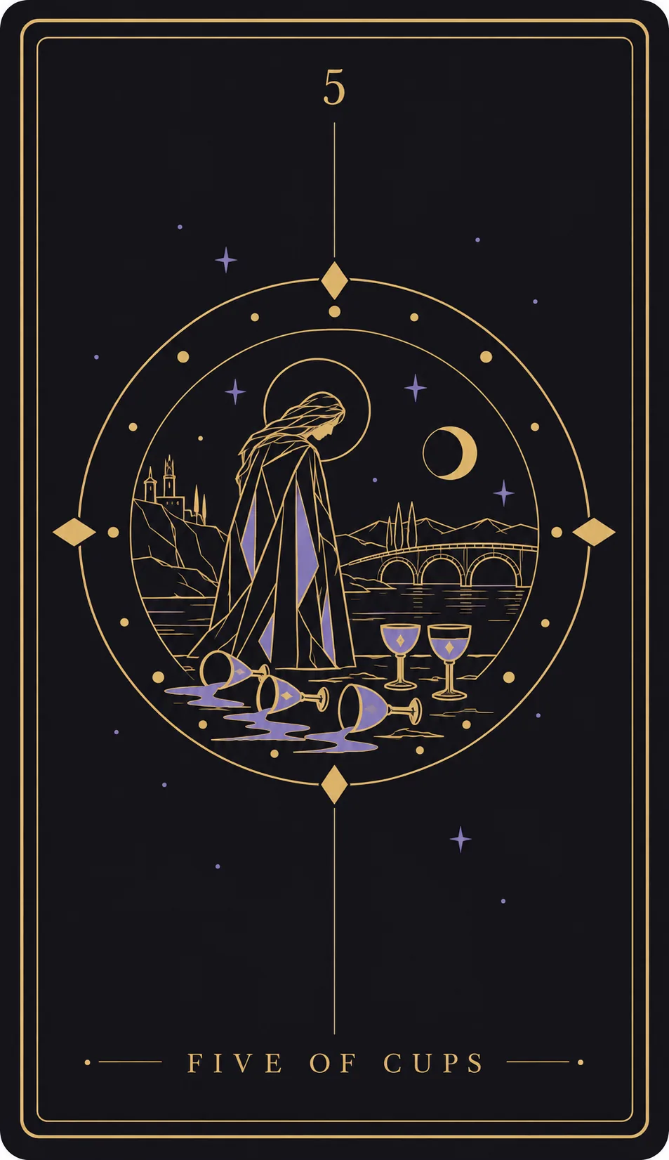 The Five of Cups tarot card